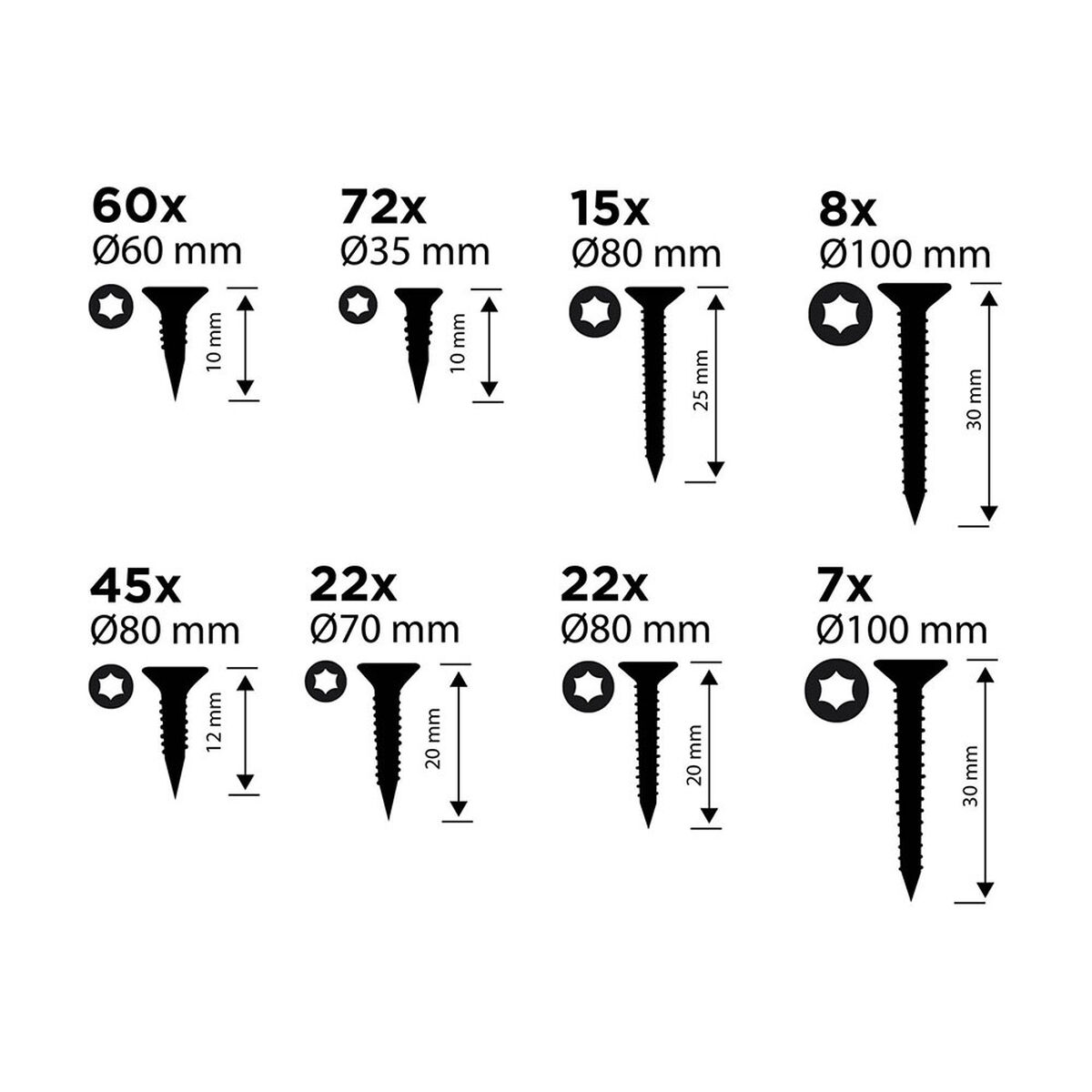 Комплект винтове Black & Decker Torx 265 Части